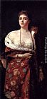 Francesco Paolo Michetti Canvas Paintings - Portrait Of A Lady